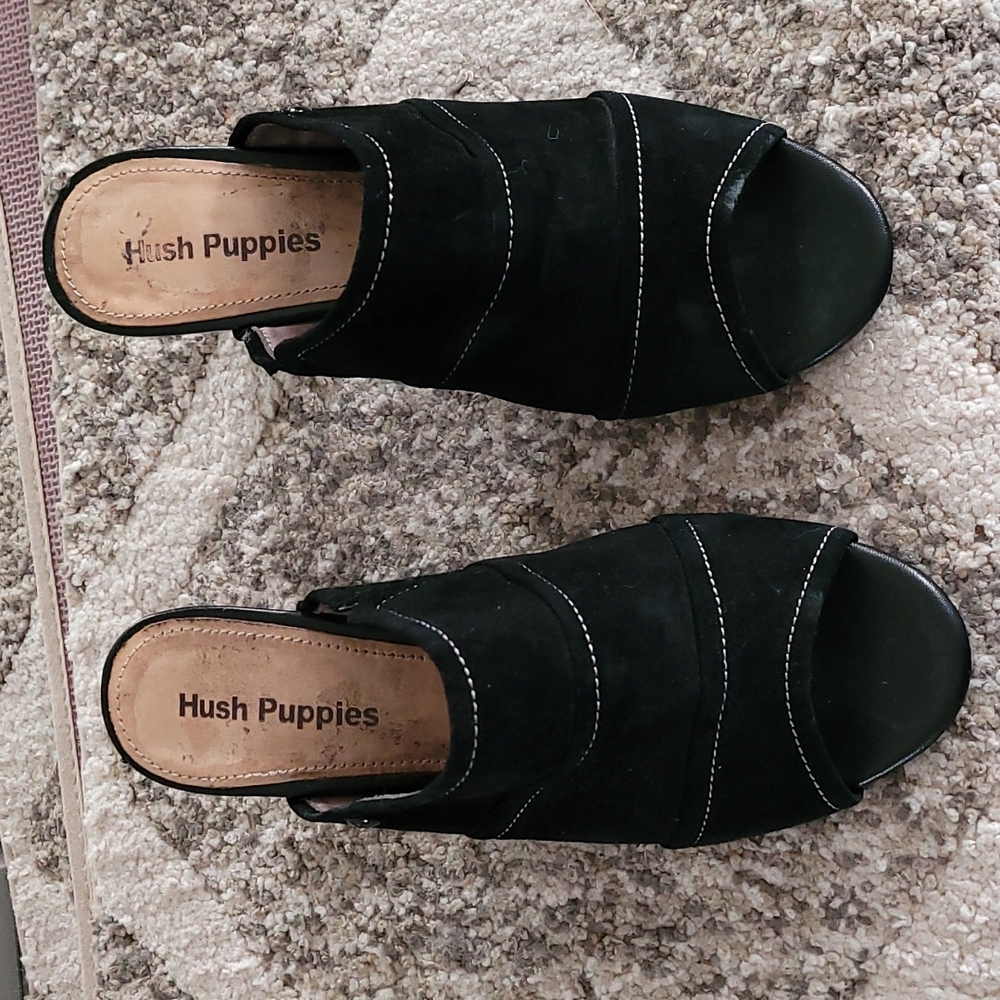 Black suede hush puppies sandle